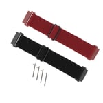 2PCS Elastic Watch Strap Band for Fitbit Versa/Versa 2/Versa Black & Wine Red
