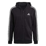 adidas M 3S FT FZ HD Hooded Track Top Mens, Black/White, S