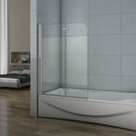 Aica Sanitaire - Pare baignoire 100x140cm verre anticalcaire et sablé au central aica écran de baignoire pivotant à 180degré