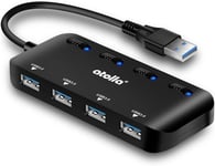 Atolla USB 3.0 Hub 4 Port - Ultra Slim USB 3.0 Data Hub with Individual On/Off