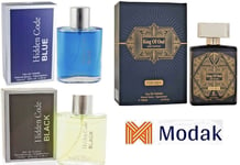 Modak 3 Pack Mens Perfume Hidden Code Blue, King of OUD, Hidden Code  EDT 100ml