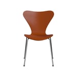 Fritz Hansen Sjuan 3107 stol paradise orange, målad ask, kromat stålstativ