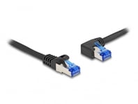 Delock - Nätverkskabel - Rj-45 (Hane) Rak Till Rj-45 (Hane) Vänstervinklad - 50 Cm - 6 Mm - S/Ftp - Cat 6A - Halogenfri, Hakfri - Svart