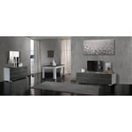Buffet/bahut moderne 160 cm blanc/gris oxyde mat Yolanda Blanc/gris oxyde mat