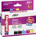 Pack de cartouches compatible Edding edding 501 noir, noir photo, cyan, magenta, jaune - remplace Canon PGI-525, CLI-526