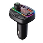 Bluetooth FM-sändare kompatibel med Oppo A55 4G, adapter för bilradio med USB-laddare och musikspelare Svart
