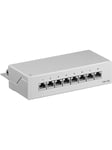 Pro CAT 6a Mini/Desktop Patch Panel 8 Port grey - ST - Grå