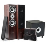 Fenton 5.1 home cinema surround walnut speaker set 1300W with 8 "subwoofer, Fenton 5.1 hemmabio Surround valnöt högtalarset 1300W med 8 "subwoofer