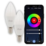 Konyks Ampoules connectées Antalya Easy E14- Lot de 2 - LED 5 watts WiFI + Bluetooth, 350 Lumens, Couleurs + Blanc réglable, compatible avec Alexa ou Google Home, Automatisations faciles