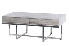 Adda Home Table Basse, Acier Inoxydable d'ingénierie, Bois Naturel/argenté, 120X60X45 Cm