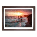 Big Box Art Twelve Apostles in Victoria Australia in Abstract Framed Wall Art Picture Print Ready to Hang, Walnut A2 (62 x 45 cm)