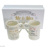 Retro Design Mr & Mrs Twin Mug Set in Gift Box XWG489