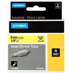 Märkband Dymo Rhino Krympslang, svart/gul, 6mm, 5/fp