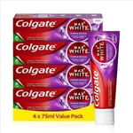 Colgate Max White Toothpaste 4 x 75ml Purple Reveal Teeth Whitening Toothpaste