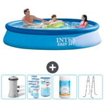 Intex Pyöreä puhallettava Easy Set uima-allas - 366 x 76 cm - Sininen - Sisältää pumpun Suodattimet - Kloori - Tikapuut Tarvikkeet Mukaan Lukien CB96