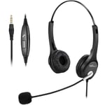 3.5mm Mobile Phone Headset with Microphone for PC Laptop Tablet, Computer Headphone for iPhone Samsung Skype Webinar Business Office Call Center, Clearer Voice, Ultra Comfort