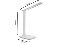 Maclean Led Desk Lamp, Max 9W, 220-240V Ac, Color Changeable, Dimmable, Cordless Charger, 450Lm, Mce616 W White