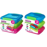 Sistema Lunch Sandwich Boxes | 450 ml Food Storage Containers | 3 Count & Lunch Food Storage Containers | 200 ml | Small Snack Pots | BPA-Free Plastic | Assorted Colours | 3 Count