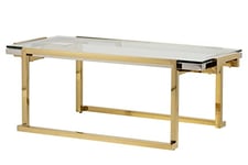 Adda Home Table Basse, Acier Inoxydable Verre, Doré/argenté/Transparent, 120X60X45 Cm