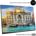 SC459C - Small Framed Canvas Print - Modern Wall Art - HD Quality Picture - 100% Guaranteed - Trevi Fountain Rome - Living & Bedroom Home DÃcor with Easy Hang Guide - 60cm x 40cm - WOYW