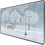 Mouse Pad Gaming Functional Farm Set Thick Waterproof Desktop Mouse Mat Snow Falling in The Park On A Cold Winter Day Birds Lanterns Chirstmas Season Picture,Chocolate Cream Non-slip Rubber Base