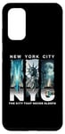 Coque pour Galaxy S20 New York City Skyline et Liberty Moonlight City ne dort jamais