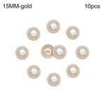 10st Metall Rhinestone Pearl Knappar Skjorta Knappar GULD gold 15MM10pcs-10pcs
