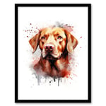 Red Labrador Retriever Lovers Gift Watercolour Pet Portrait Painting Artwork Art Print Framed Poster Wall Decor