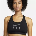 Nike Swoosh Fly High-Support Non-Padded Mesh-Back Sports Bra - Black Small - A-C