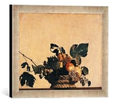 Kunst für Alle 'Encadré Image de Michelangelo Merisi Caravaggio La Corbeille à Fruits Impression d'art dans Le Cadre de Haute qualité Photos Fait Main, 40 x 30 cm, Argent Raya