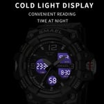 SMAEL 8008 Outdoor Sports -monitoiminen vedenpitävä valoisa miesten kello (musta kulta) 