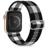 Wepro Strap Compatible with Apple Watch 40mm 38mm 41mm for Women/Men, Stretchy Adjustable Nylon Stylish Replacement Strap for Apple Watch SE/iWatch Series 7 6 5 4 3 2 1, BlackWhite