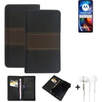 Phone Case + earphones for Motorola Moto E32 Wallet Cover Bookstyle protective