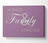 Family Quote Always And Forever Dusty Pink Canvas Print Wall Art - Double XL 40 x 56 Inches