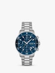 BOSS Men's Admiral Chronograph Date Bracelet Strap Watch, Silver/Blue 1513907