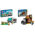 LEGO City Recycling Truck, Bin Lorry Toy Vehicle Set with 3 Sorting Bins, Gift Idea for Kids 5 Plus & City Burger Van, Food Truck Toy for 5 Plus Year Old Boys & Girls, Vehicle Building Toys