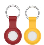 Jpex KeyRing for Apple AirTag Protector Case, Scratch Resistant, Genuine Silicone, 2-Pack (Red & Yellow)