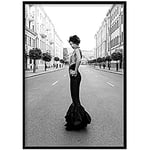 Artze Wall Art Fashion Woman Paris Street Poster, 50 cm Width x 70 cm Height, Black/White