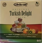 Handmade Ikbal Original Turkish Delight 350g with Mixed Fruit Flavours Halal, Kosher, Glucose-Free, Vegan