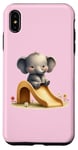 iPhone XS Max Pink Adorable Elephant on Slide Cute Animal Theme Case