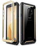 i-Blason Coque Samsung S9+ Plus, Coque Intégrale Anti-Choc avec Dos Transparent et Protecteur d'écran Intégré Série Ares [Résistant aux Rayures] pour Samsung Galaxy S9+ Plus 2018 (Or)