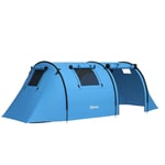 Outsunny 2 Room Camping Family Tent for 3-4 Man, 3000mm Waterproof, Sky Blue