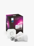 Philips Hue White and Colour Ambiance Wireless Lighting LED Starter Kit with 2 E27 Bulbs with Bluetooth & Bridge