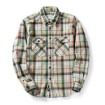 HUITAILANG Flannel Shirt Men Retro Heavyweight Plaid Button Up Comfort Shirts,White Yellow Plaid,Small