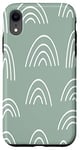 iPhone XR Rainbow Line Art Abstract Aesthetic Pattern Sage Green Case