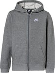 Nike B NSW Hoodie FZ Club Sweat-Shirt Garçon, Gris (Carbon Heather/Smoke Grey/(White)), XS