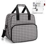 Yarwo Overlocker Bag with Bottom Wooden Board, Universal Overlock Sewing Machine Case Fit for Most Standard Overlocker and Accessories, Grey Dots(Patented Design)