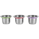 3 pièces/ensemble Capsule de café dosette réutilisable filtre rechargeable en acier inoxydable 30x22x20mm adapté pour Nespresso - Eosnow
