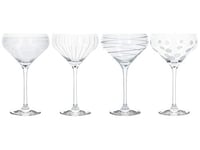 Mikasa 'Cheers' C000213 Lot de 4 verres flûtes à champagne en cristal avec gravure décorative, effet argent, 400 ml