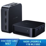 Mini PC Blackview MP80 RAM 16 Go Stockage 1 To M.2 SSD, Windows 11 Pro, WiFi 2.4G+5G, Intel Alder Lake N97, 3.60 GHz - Bleu